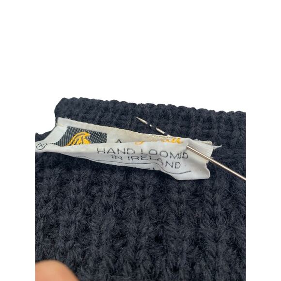 Pallas Original Pure Wool Hand Loomed Ireland Black Sweater Coat Medium - Picture 8 of 13